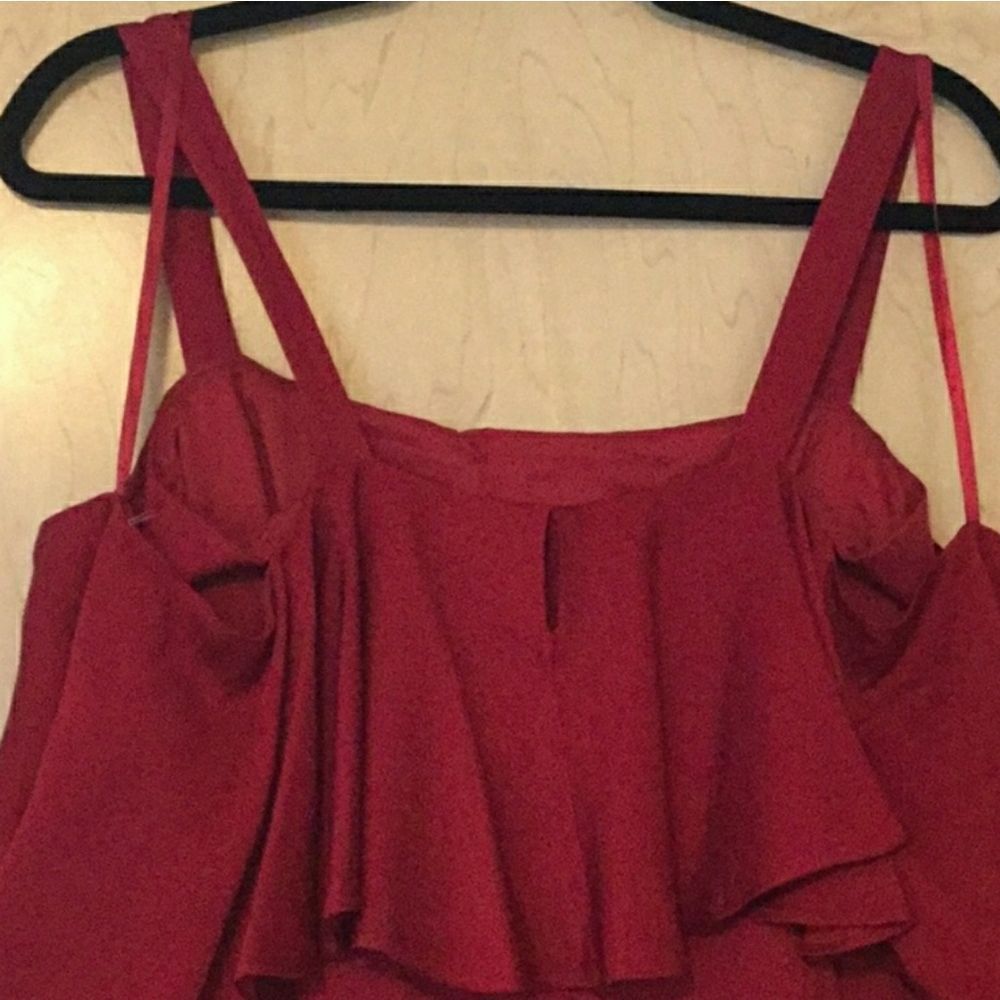 Jill Stuard Cold Shoulder Flounce Gown, Pimento - Picture 7 of 8